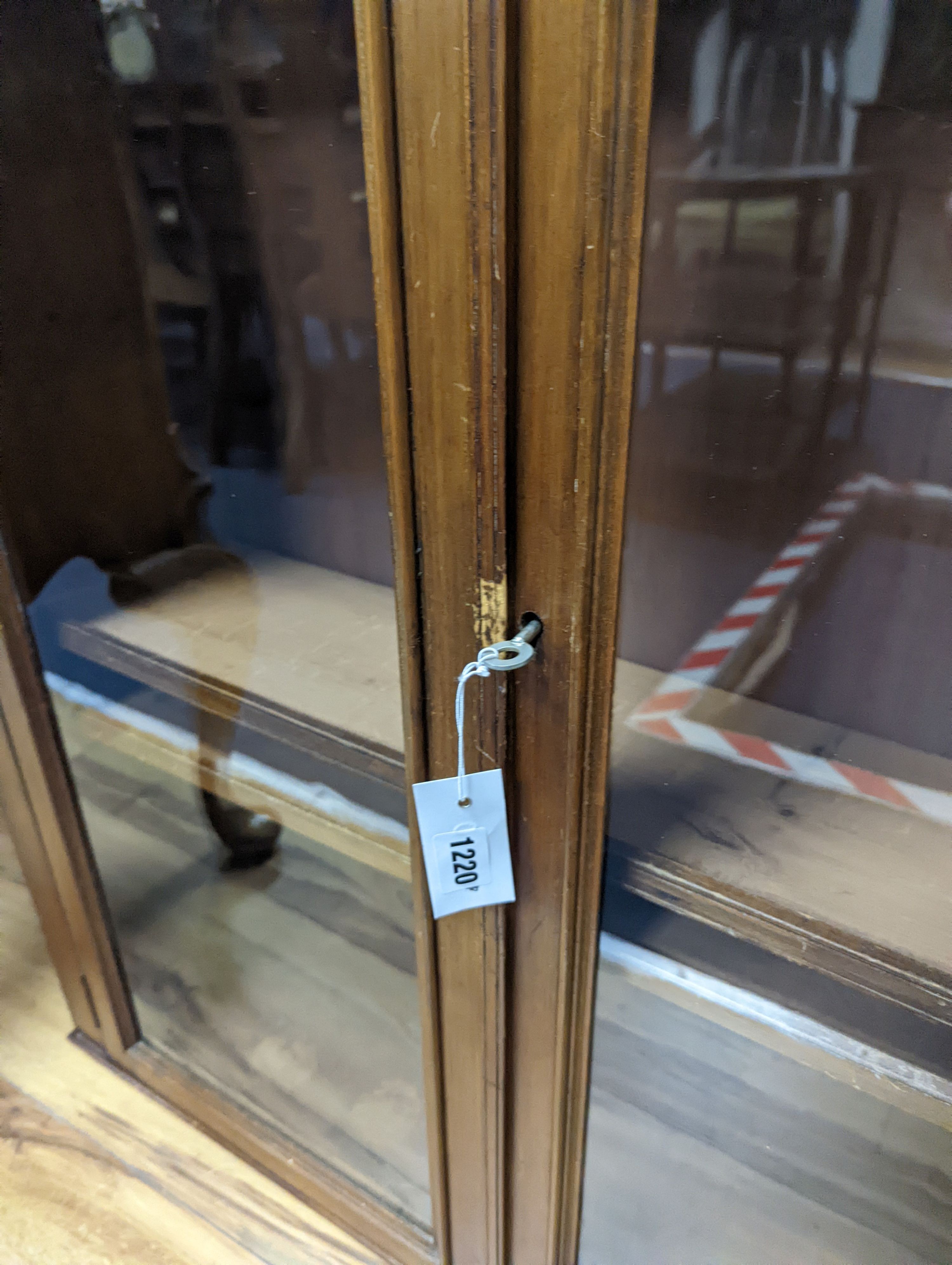 A Victorian style mahogany bookcase top section, width 92cm, depth 28cm, height 118cm